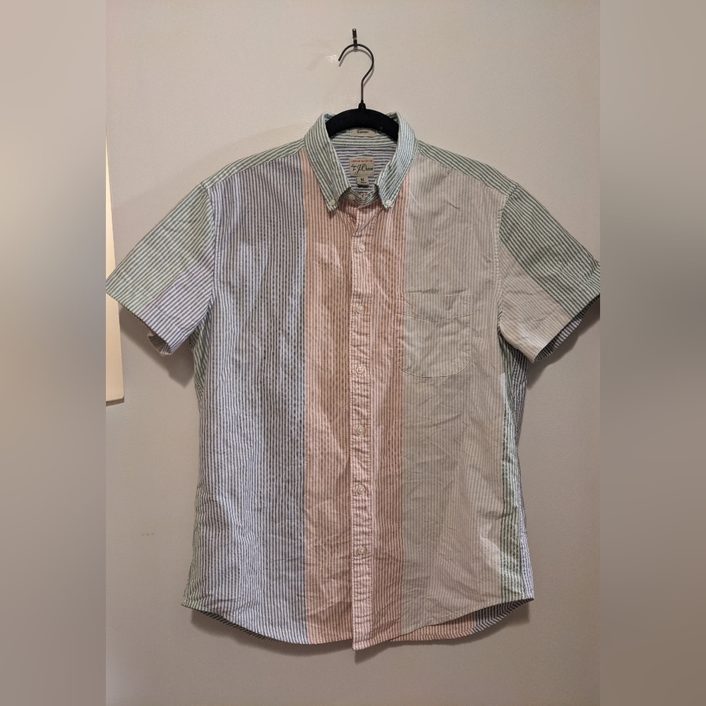 J. Crew American 100% Supima Cotton Collared Pastel Pinstriped Buttondown sz M